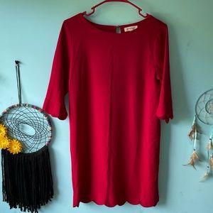 formal red dress lettuce hem